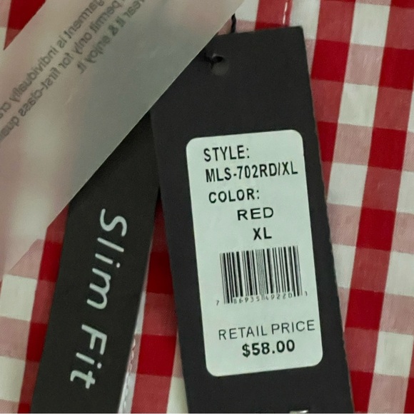 Galaxy By Harvic Red Striped Long Sleeve Dress Shirt Size XL | New - Picture 6 of 6